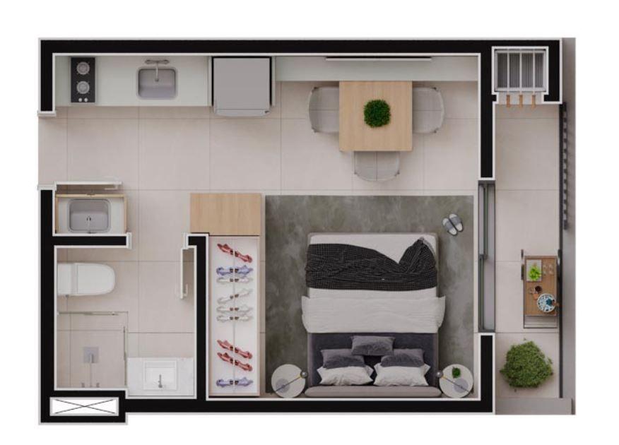  - Studio à venda, 27 m² por R$ 393.300 - Alto da Glória
