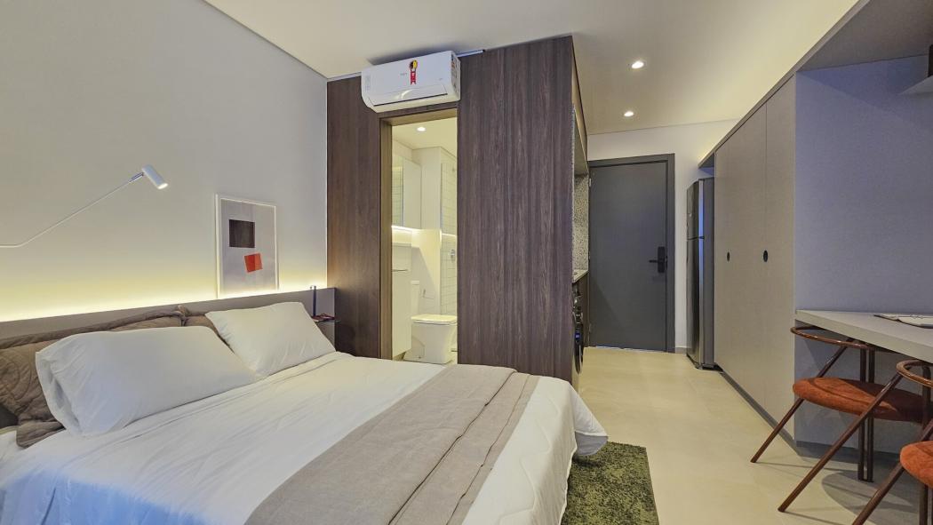 Apartamento studio de 24 m² privativo com sacada no Fresta Hype Living no Centro de Curitiba